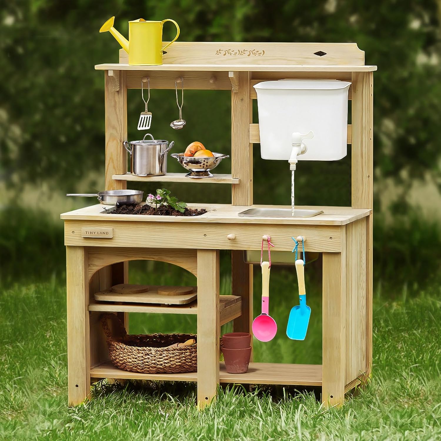 Kids Outdoor House With Kitchen - Outdoor Mud Kitchen for Kids, Wooden