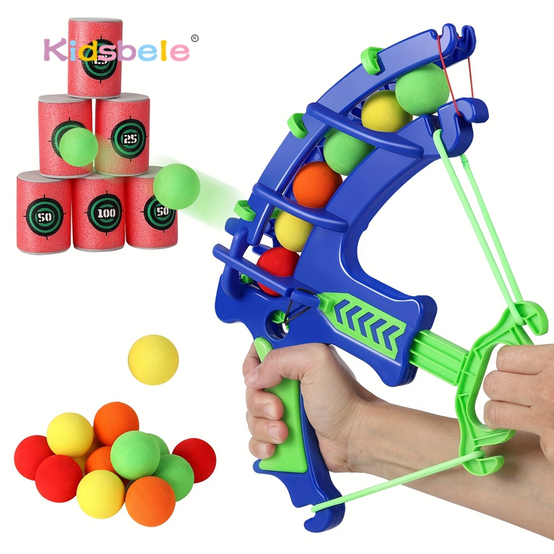 Kids Outdoor Jumping Toys - Foam Ball Shooting Toy Bow –