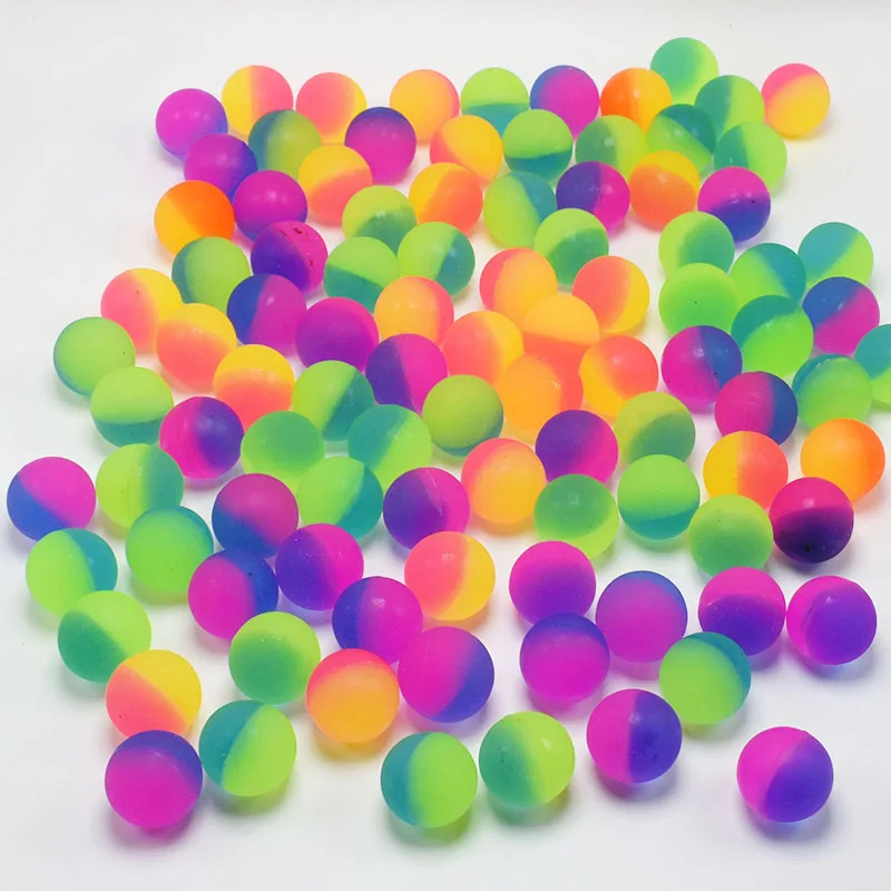 Kids Outdoor Jumping Toys - Rainbow Matte Solid Elastic Bouncy Ball