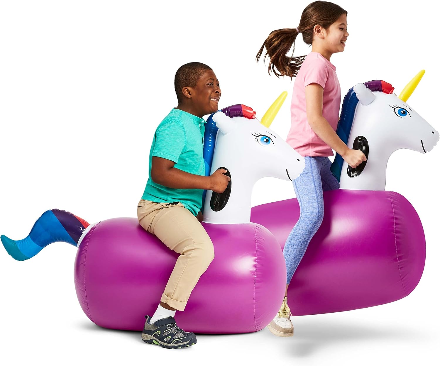 Kids Outdoor Jumping Toys - Inflatable Unicorn Ride-On Bouncer Hopping Toys