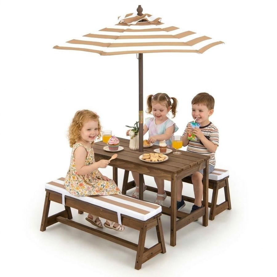Kids Outdoor Table And Chairs - Kids Picnic Table, Toddler Wood Table