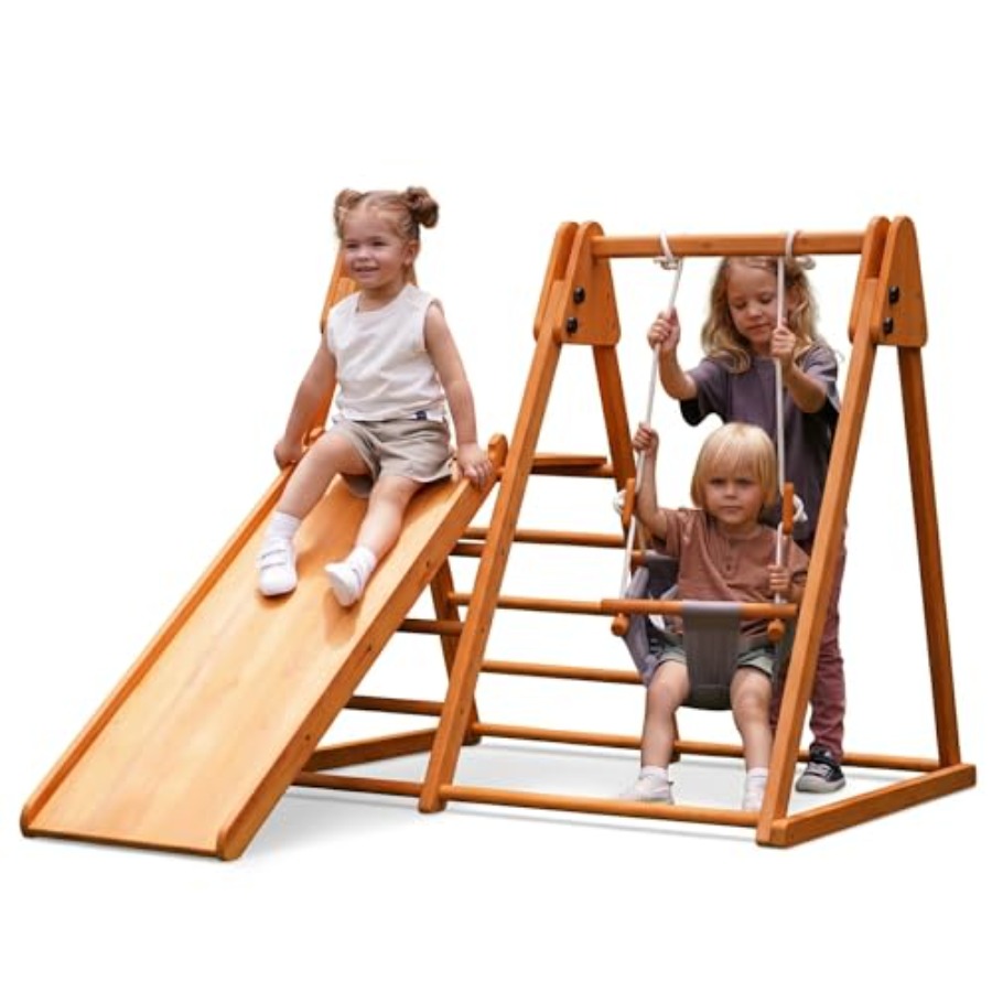 Kids Outdoor Wooden Playset - Outdoor jungle gym for kids 18mo-6yrs: