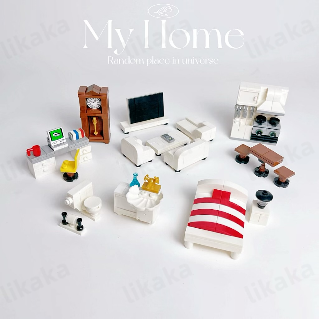Kids Outdoor Kitchen Accessories - MOC House Furniture Blocks Compatible City