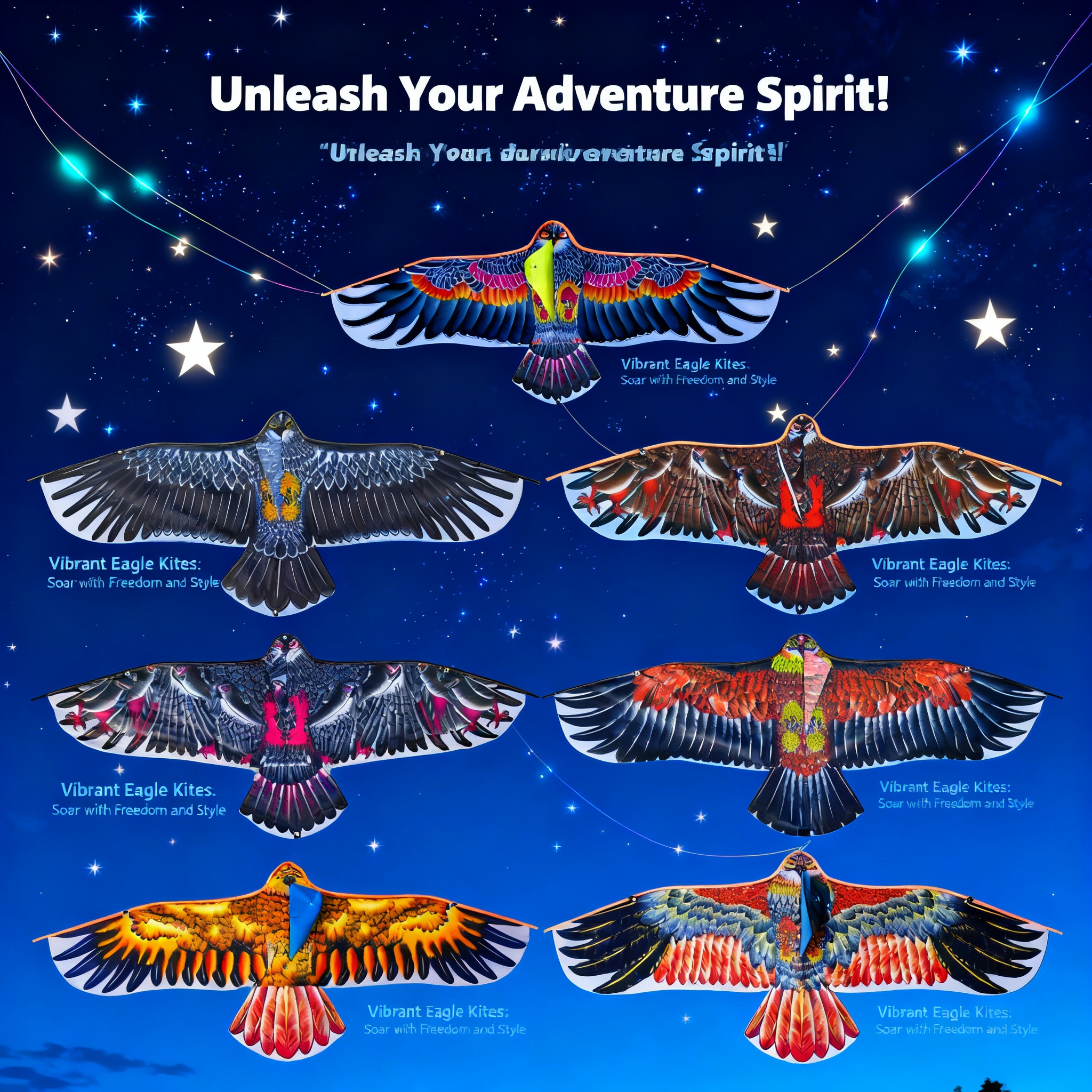 Kids Outdoor Entertainment - 1.1m Eagle Kite With 30m Kite