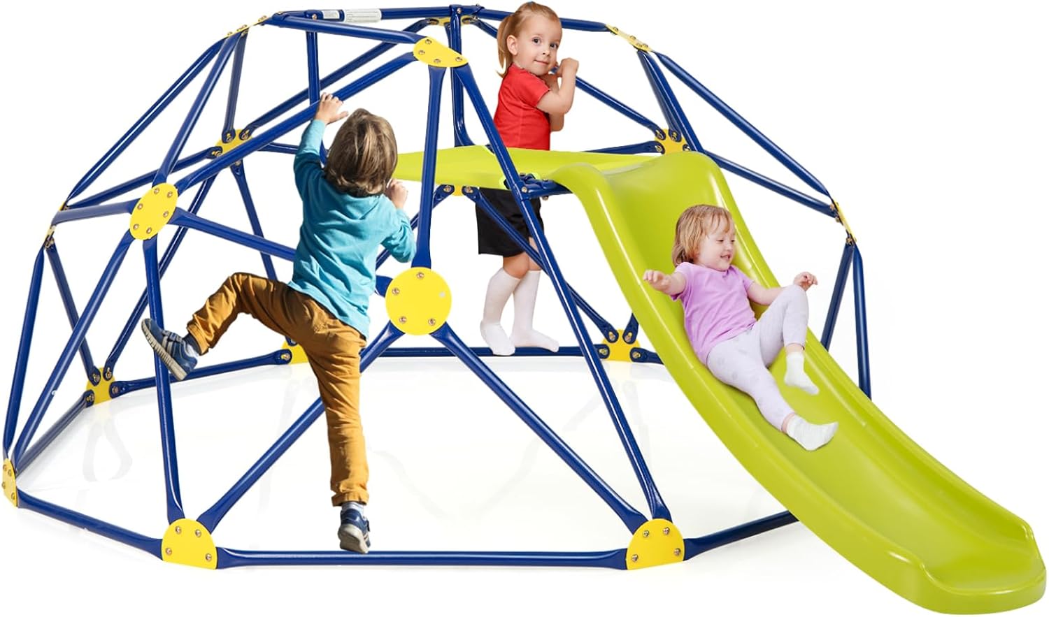 Kids Outdoor Monkey Bars - Costzon Climbing Dome with Slide for