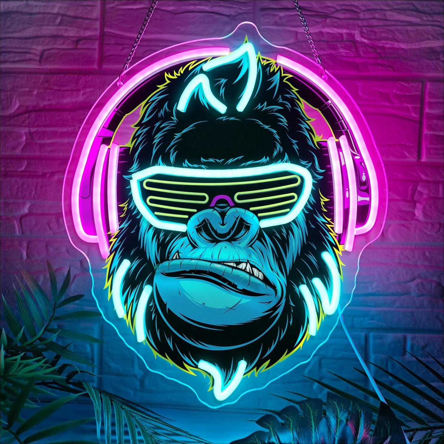 Kids Outdoor Monkey Bars - Monkey Gamer Neon Sign USB Dimmable