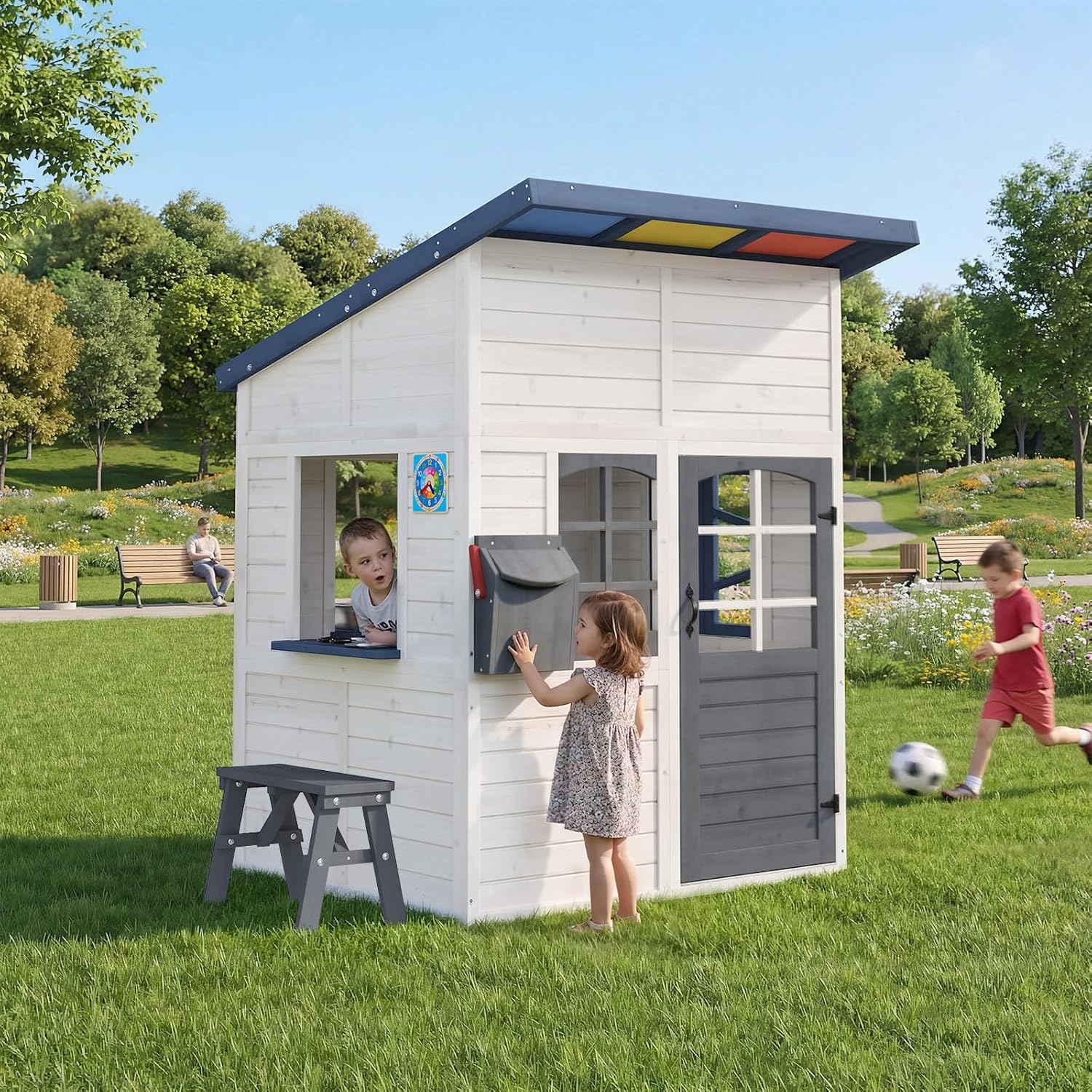 Wooden Kids Outdoor Playhouse  – Kids Outdoor Wooden Playset Bewertung und Preis