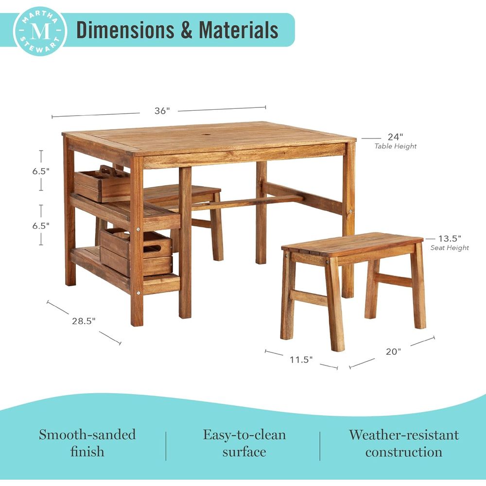 Kids Outdoor Crat Table and 2  – Kids Outdoor Wooden Playset Bewertung und Preis