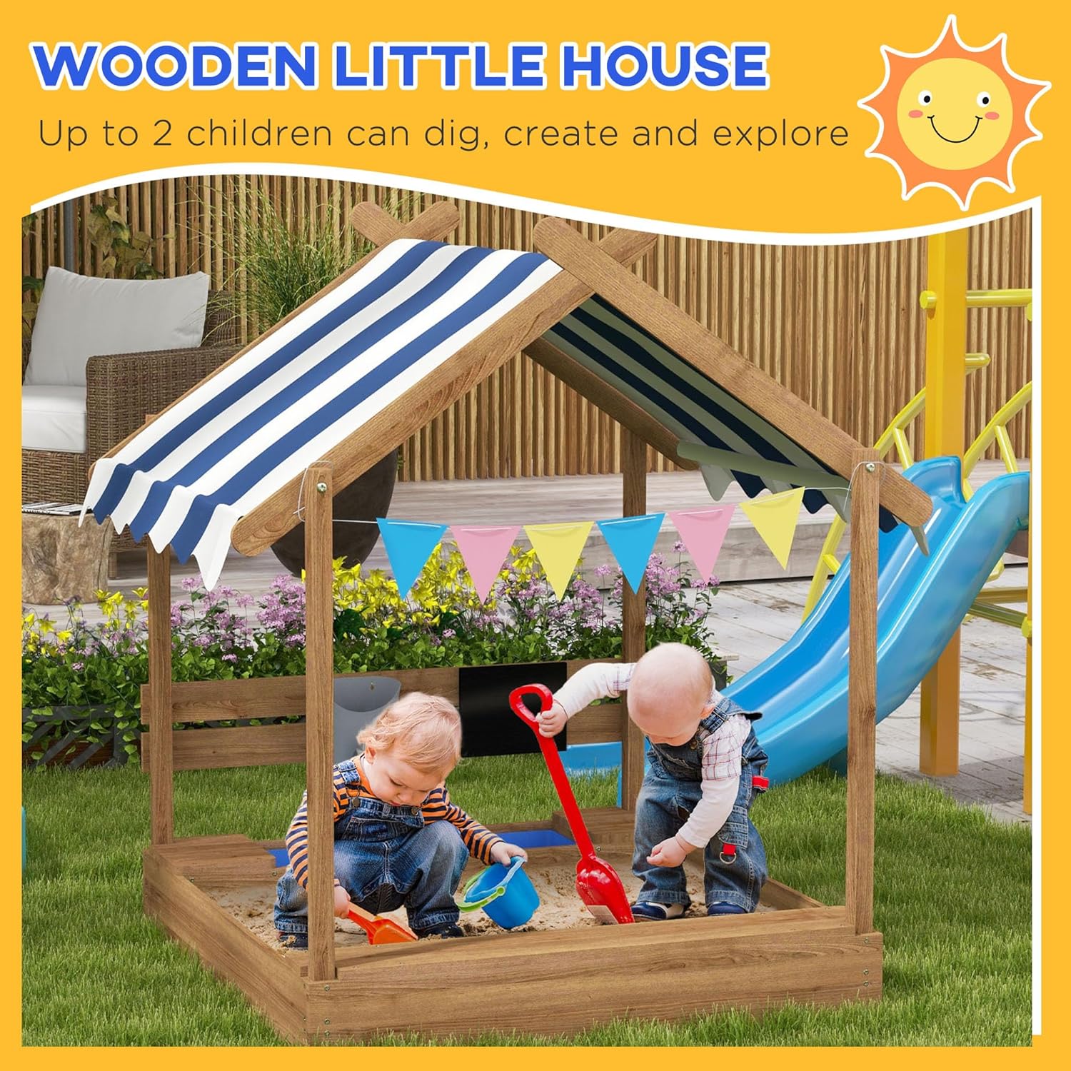Wooden Sandbox Canopy Kids San – Kids Outdoor Wooden Playset Bewertung und Preis