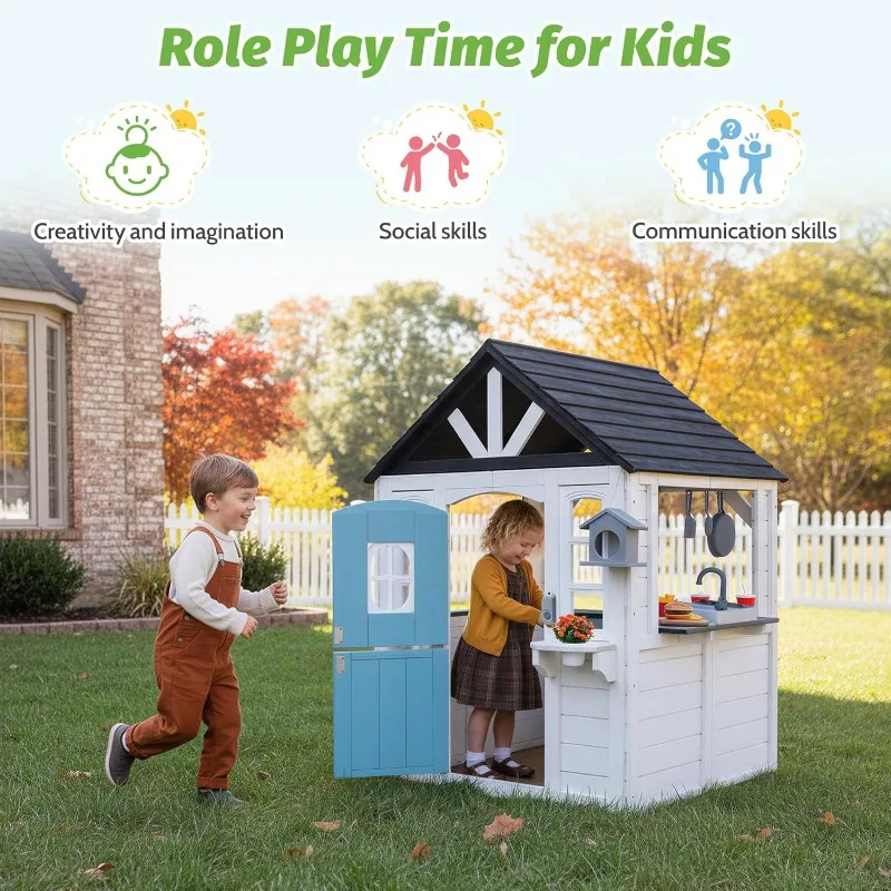 Kids Playhouse Outdoor,Cedar W – Kids Outdoor House With Kitchen Bewertung und Preis