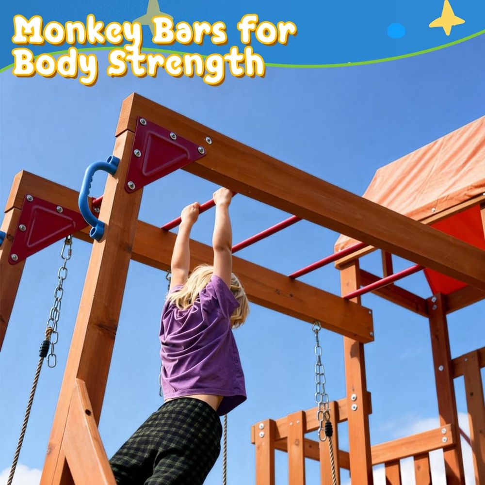 Playground Wooden Swing Sets f – Kids Outdoor Monkey Bars Bewertung und Preis