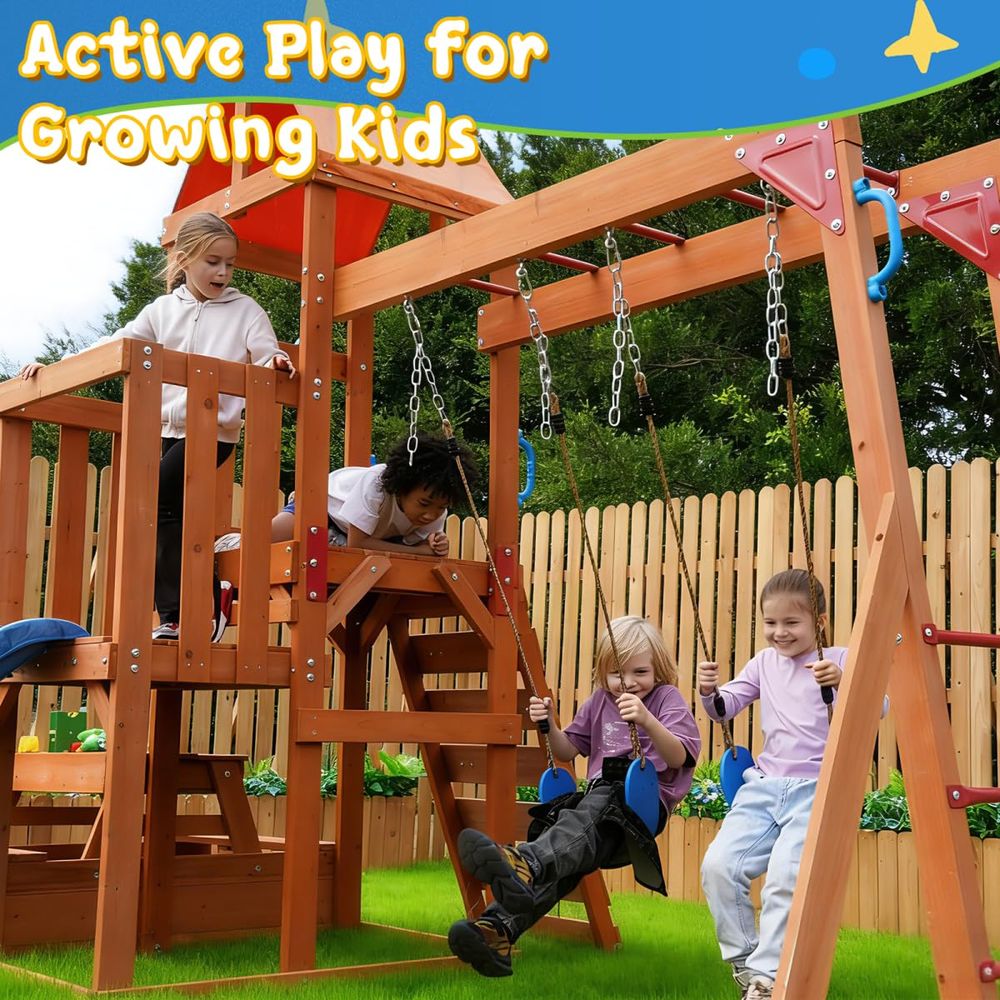 Playground Wooden Swing Sets f – Kids Outdoor Monkey Bars Bewertung und Preis