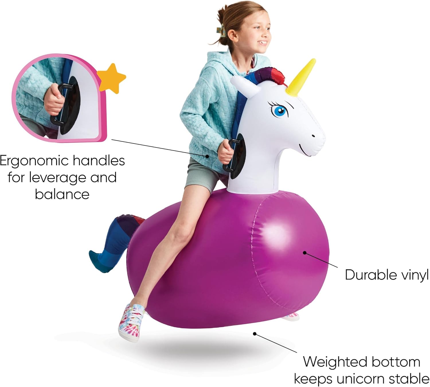 Inflatable Unicorn Ride-On Bou – Kids Outdoor Jumping Toys Bewertung und Preis