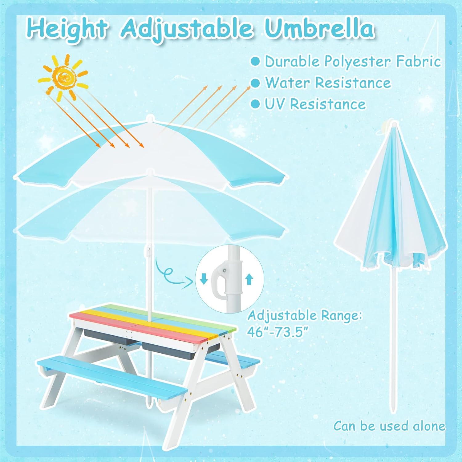 Kids Picnic Table, 4 in 1 Outd – Kids Outdoor Table And Chairs Bewertung und Preis