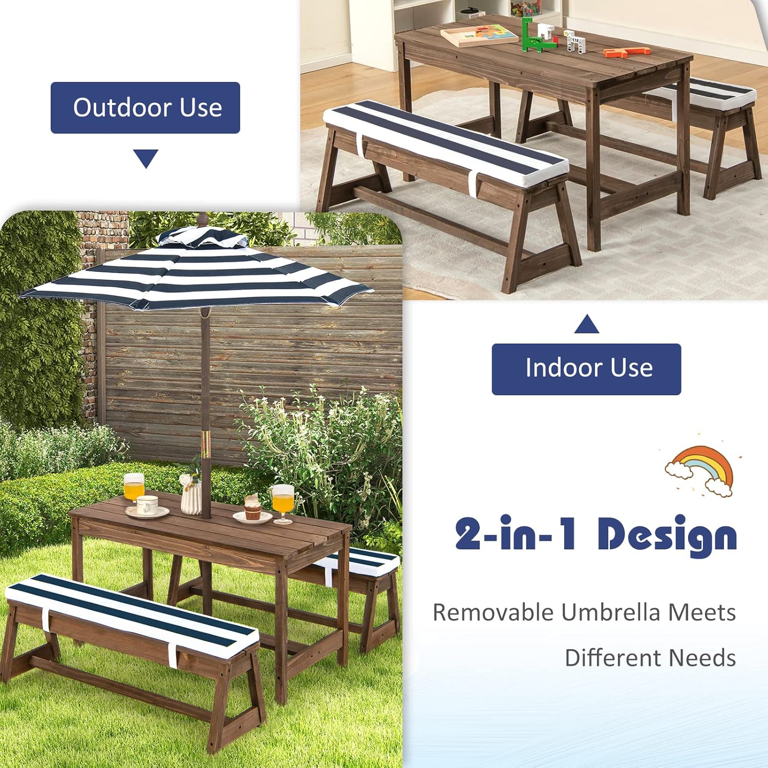 Height Adjustable Wooden Kids  – Kids Outdoor Table And Chairs Bewertung und Preis