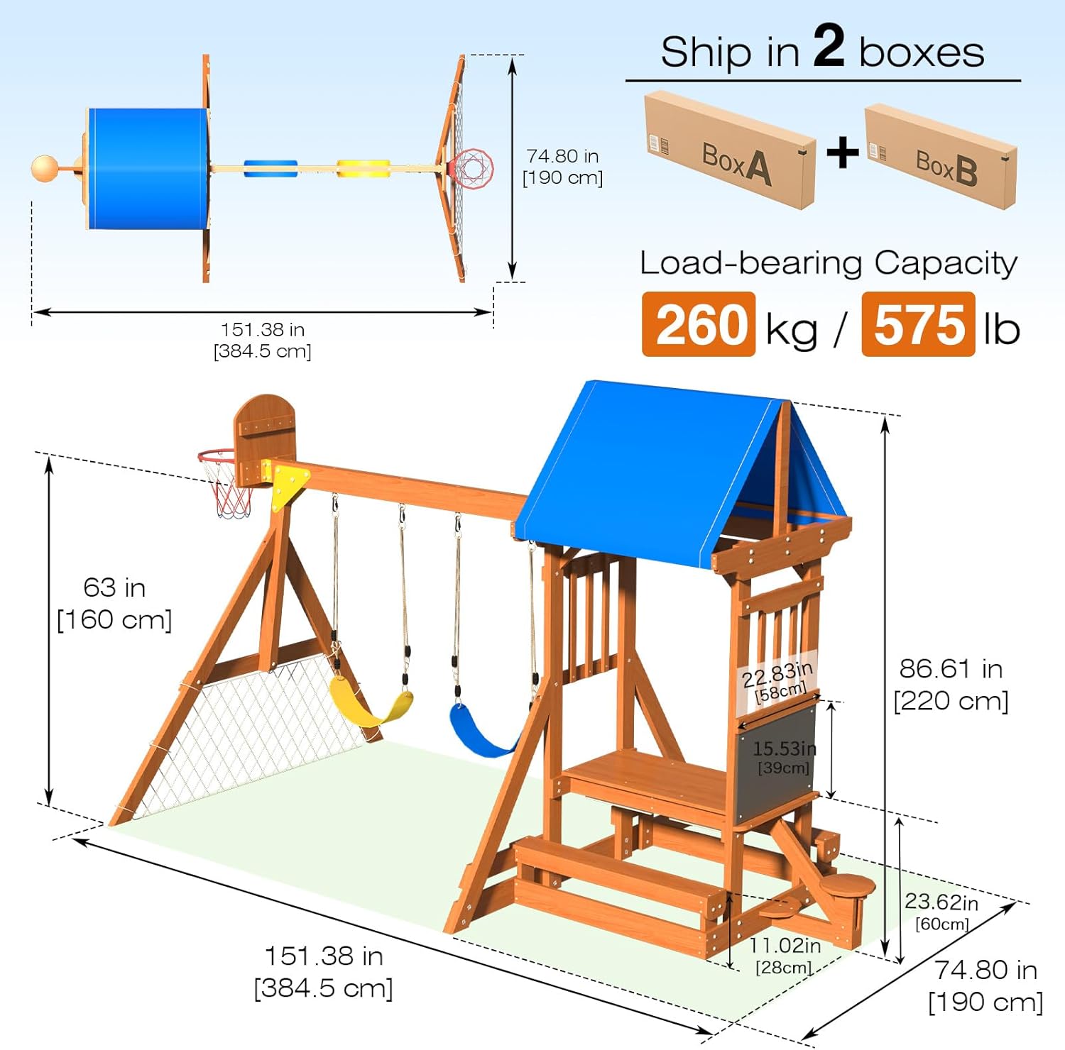 6-in-1 Wooden Playground Plays – Kids Outdoor Wooden Playset Bewertung und Preis