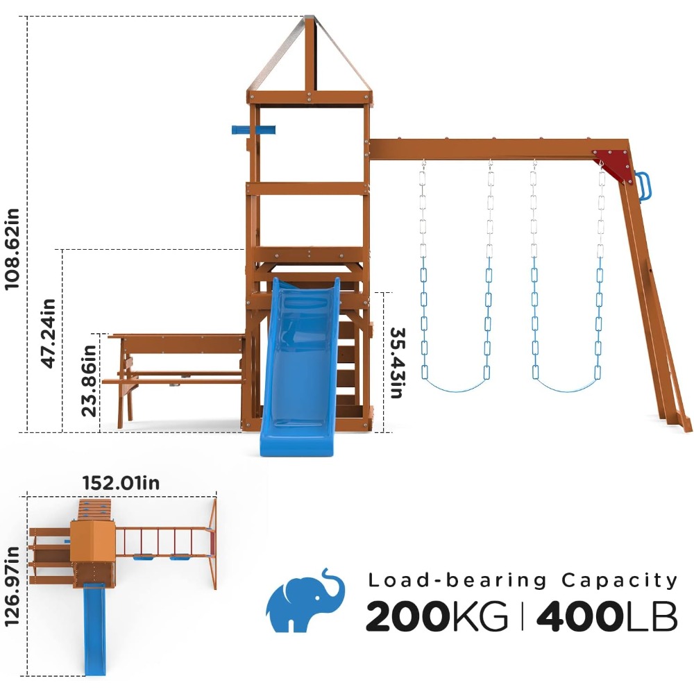 Wooden Swing Sets for Backyard – Kids Outdoor Monkey Bars Bewertung und Preis