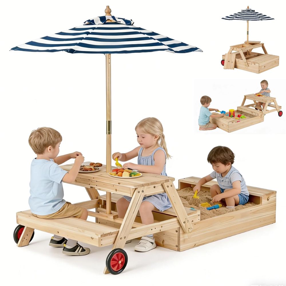 Kids Picnic Table with Sandbox – Kids Outdoor Table And Chairs Bewertung und Preis