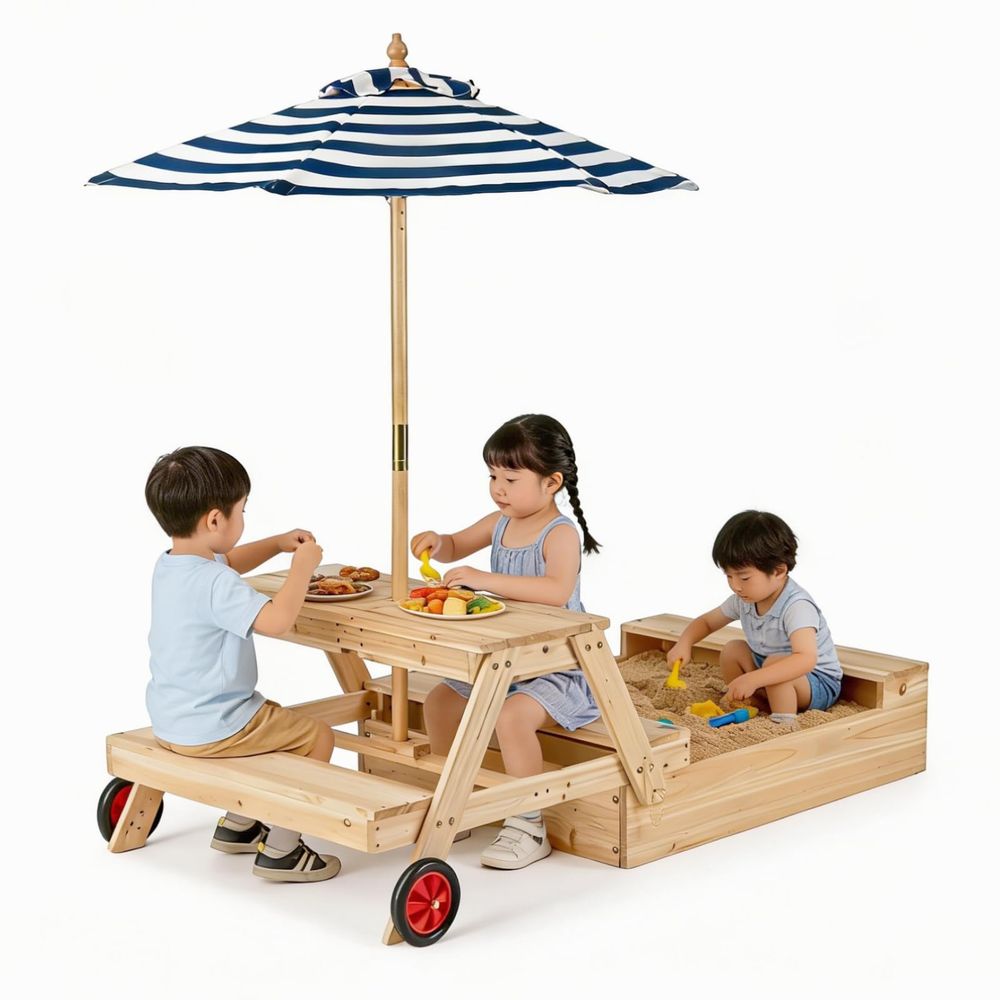 Kids Picnic Table with Sandbox – Kids Outdoor Table And Chairs Bewertung und Preis