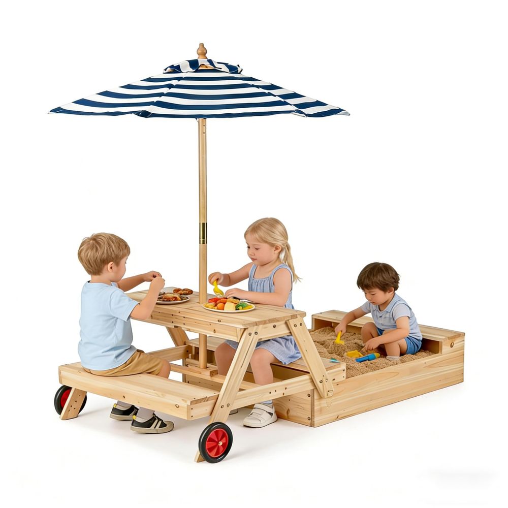 Kids Picnic Table with Sandbox – Kids Outdoor Table And Chairs Bewertung und Preis