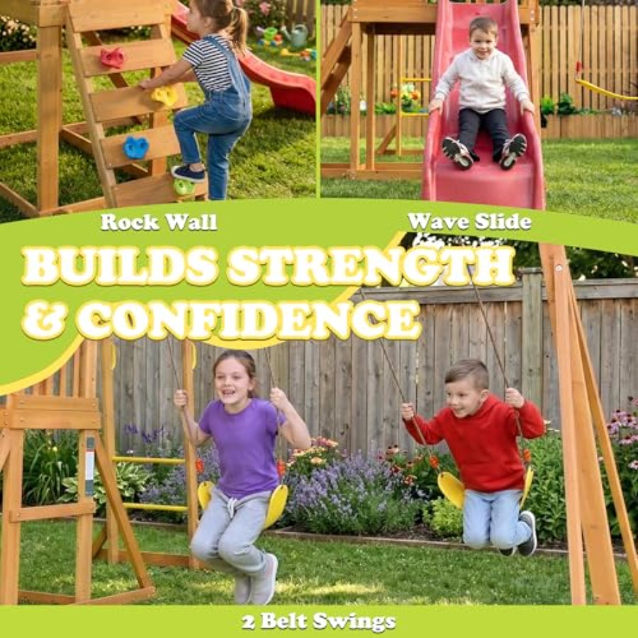 Backyard playground set with m – Kids Outdoor Monkey Bars Bewertung und Preis