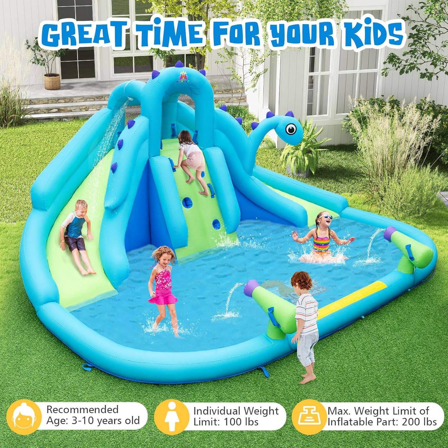 Inflatable Water Slide, Dinosa – Kids Outdoor Park Bewertung und Preis