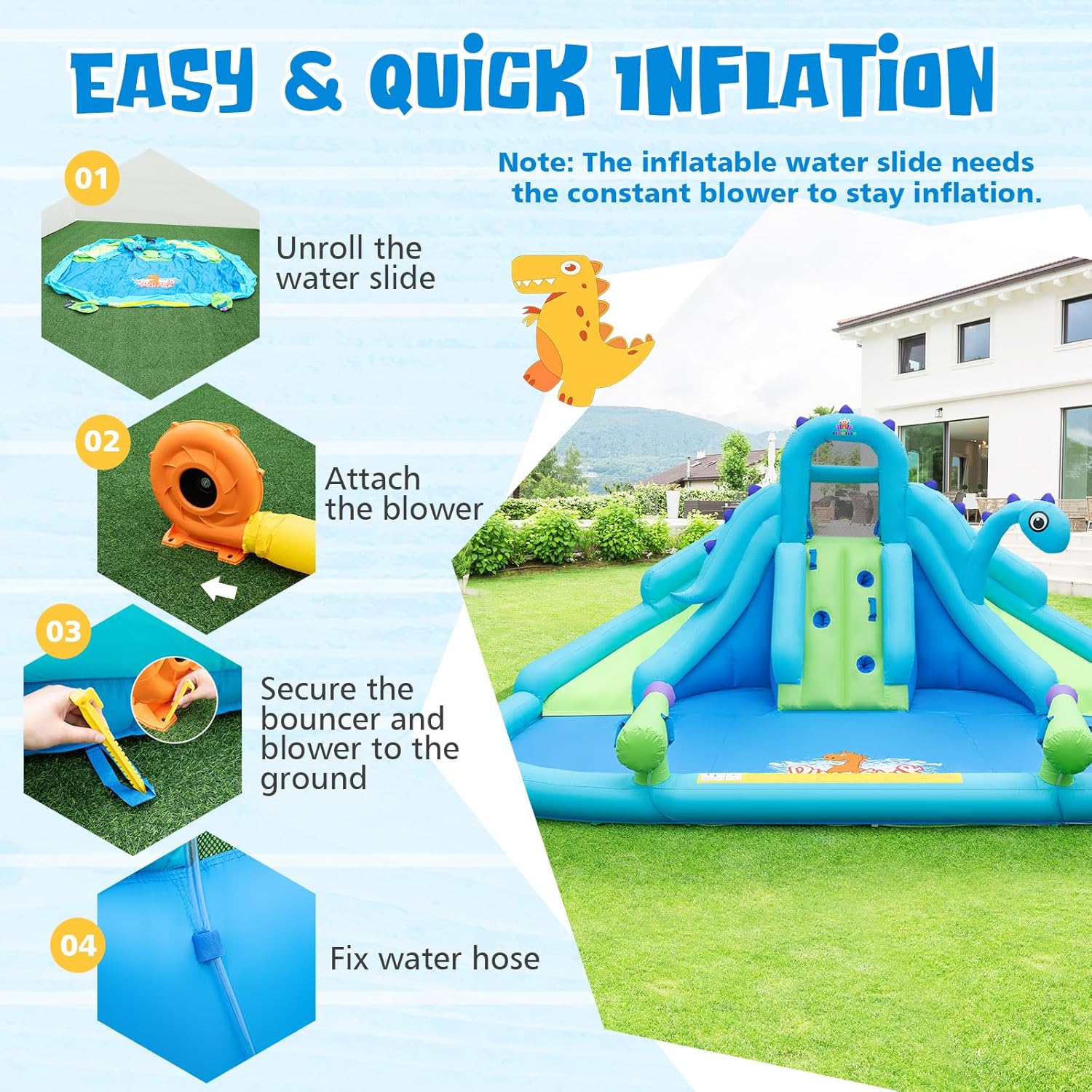 Inflatable Water Slide, Dinosa – Kids Outdoor Park Bewertung und Preis