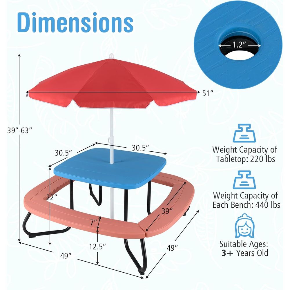 Kids Picnic Table, 8 Person To – Kids Outdoor Table And Chairs Bewertung und Preis