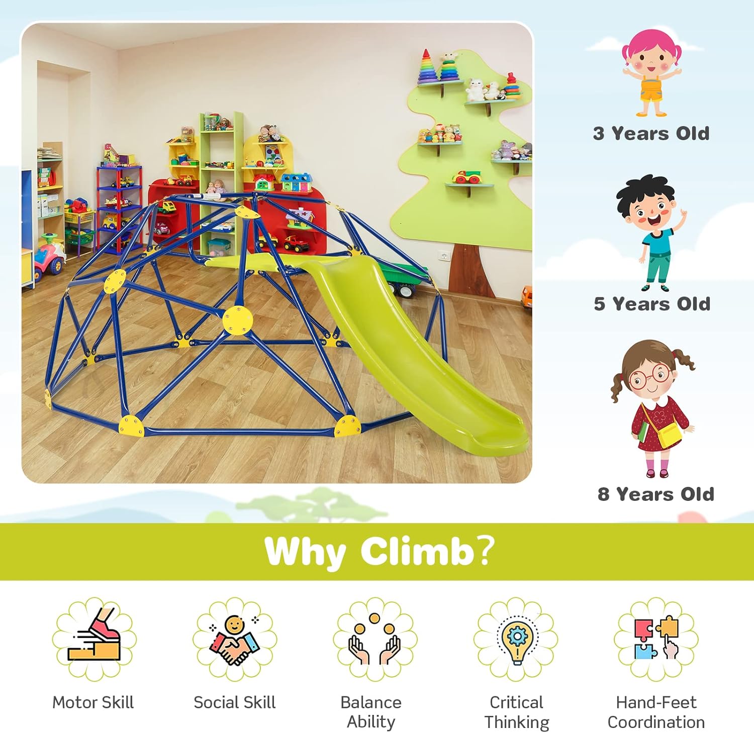 Costzon Climbing Dome with Sli – Kids Outdoor Monkey Bars Bewertung und Preis
