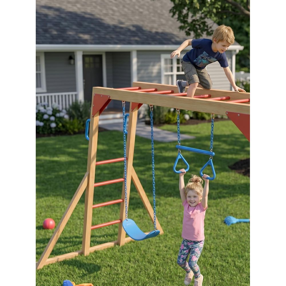 Wooden Swing Sets for Backyard – Kids Outdoor Wooden Playset Bewertung und Preis