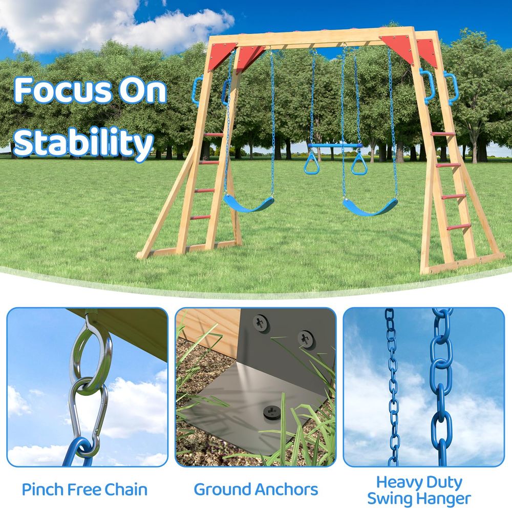 Wooden Swing Sets for Backyard – Kids Outdoor Wooden Playset Bewertung und Preis