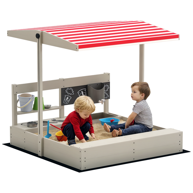 Outsunny Kids Sandbox with Hei – Kids Outdoor Wooden Playset Bewertung und Preis
