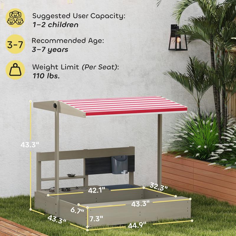 Outsunny Kids Sandbox with Hei – Kids Outdoor Wooden Playset Bewertung und Preis