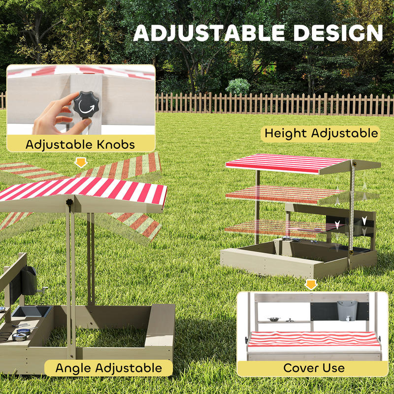 Outsunny Kids Sandbox with Hei – Kids Outdoor Wooden Playset Bewertung und Preis