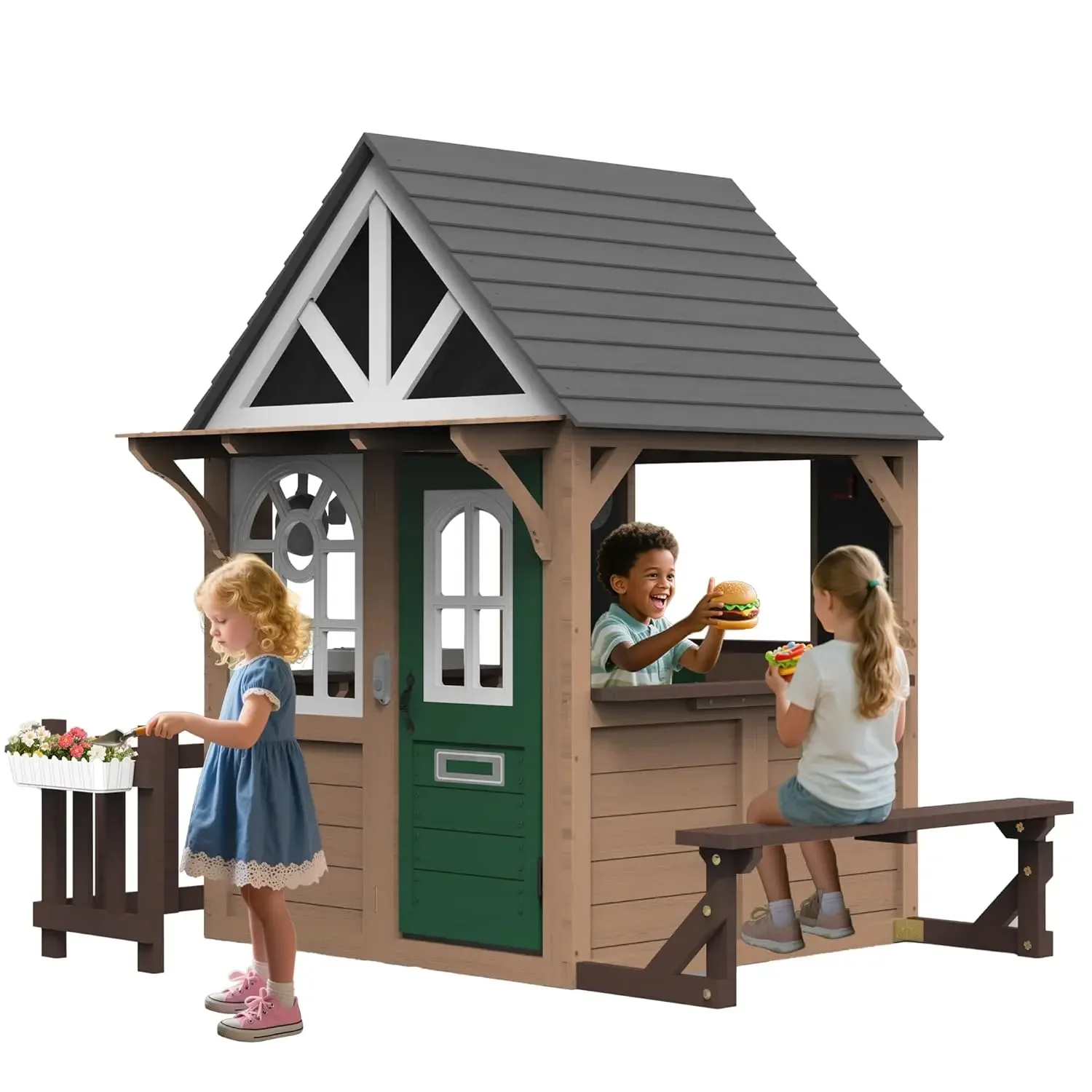 Outdoor Play House for Kids, F – Kids Outdoor House With Kitchen Bewertung und Preis