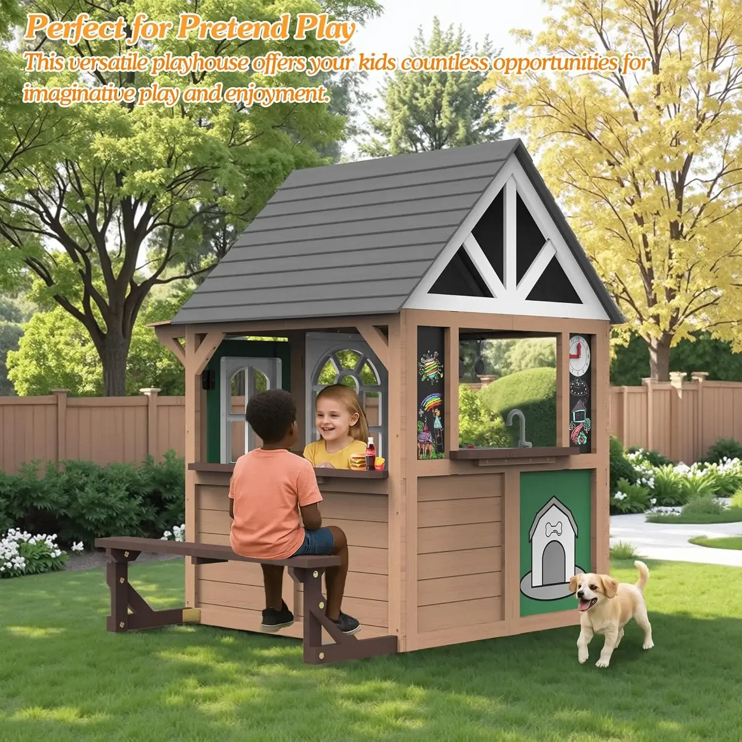 Outdoor Play House for Kids, F – Kids Outdoor House With Kitchen Bewertung und Preis