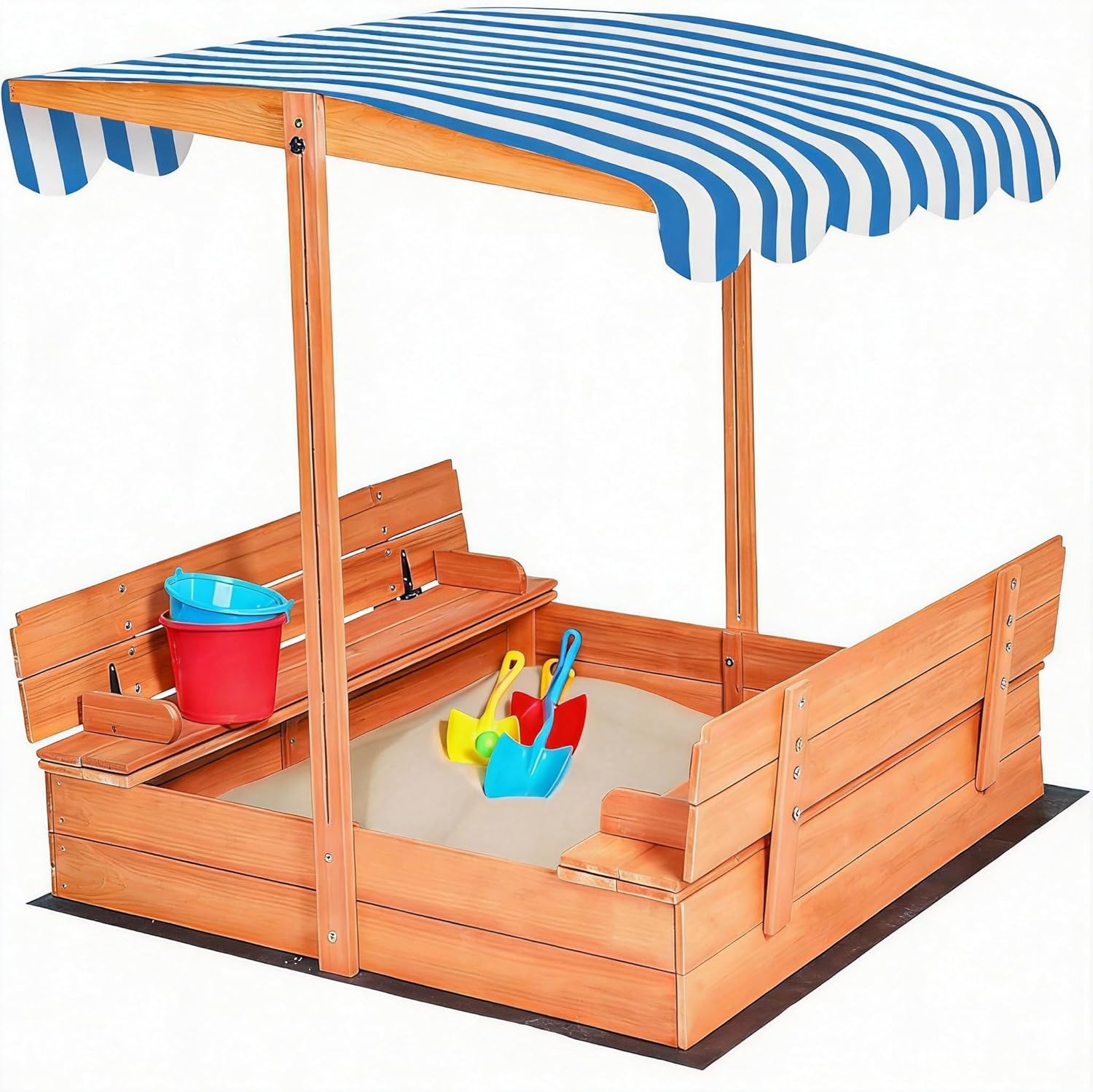Kids Wooden Sandbox with Cover – Kids Outdoor Wooden Playset Bewertung und Preis