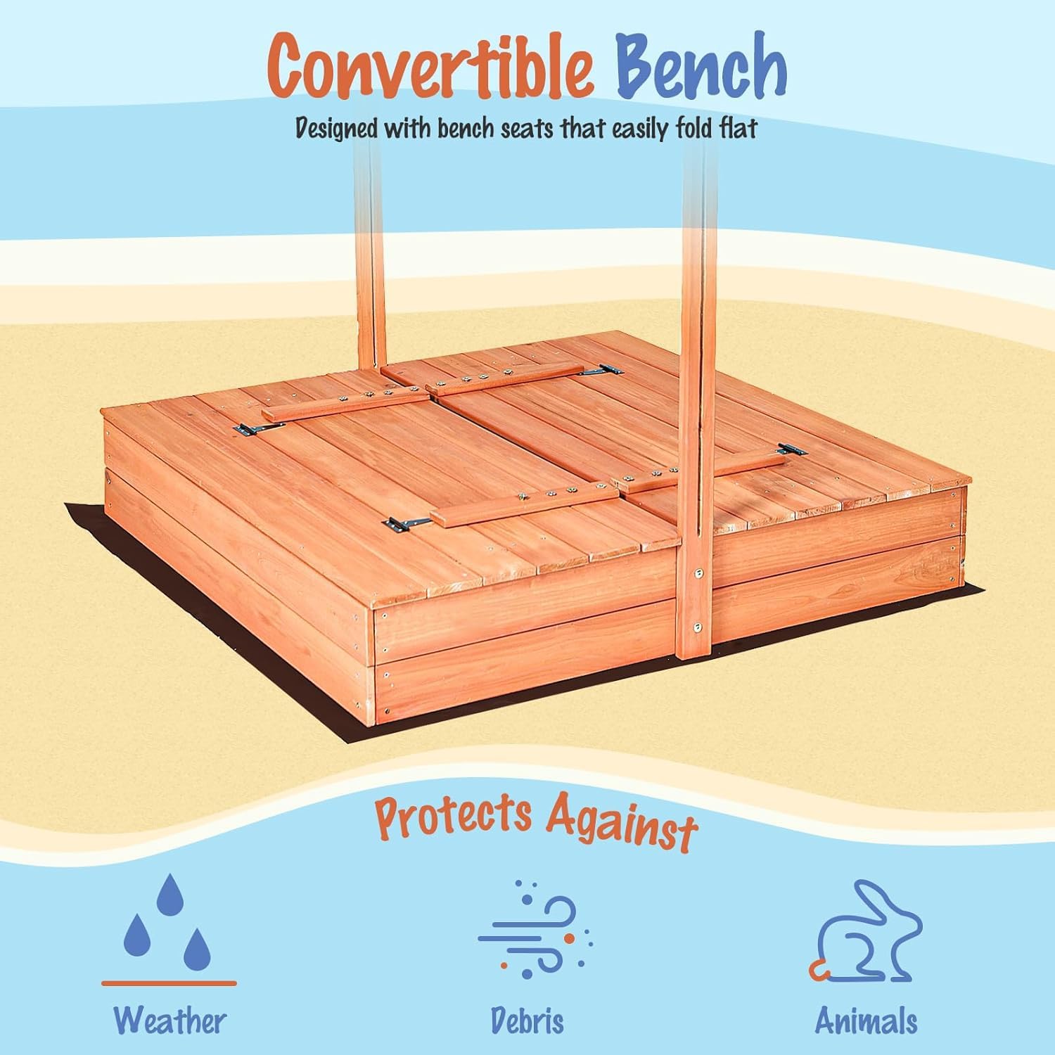Kids Wooden Sandbox with Cover – Kids Outdoor Wooden Playset Bewertung und Preis