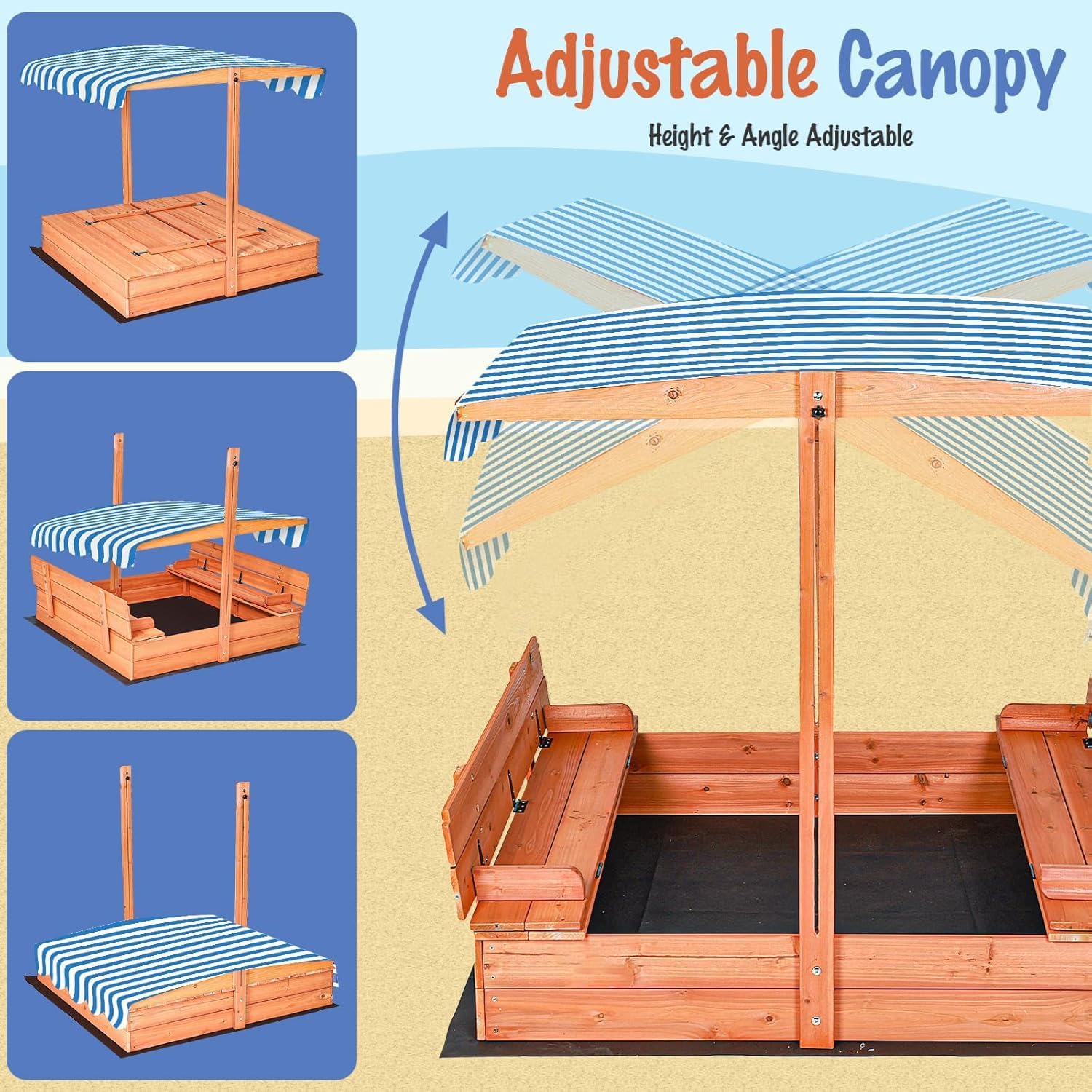 Kids Wooden Sandbox with Cover – Kids Outdoor Wooden Playset Bewertung und Preis
