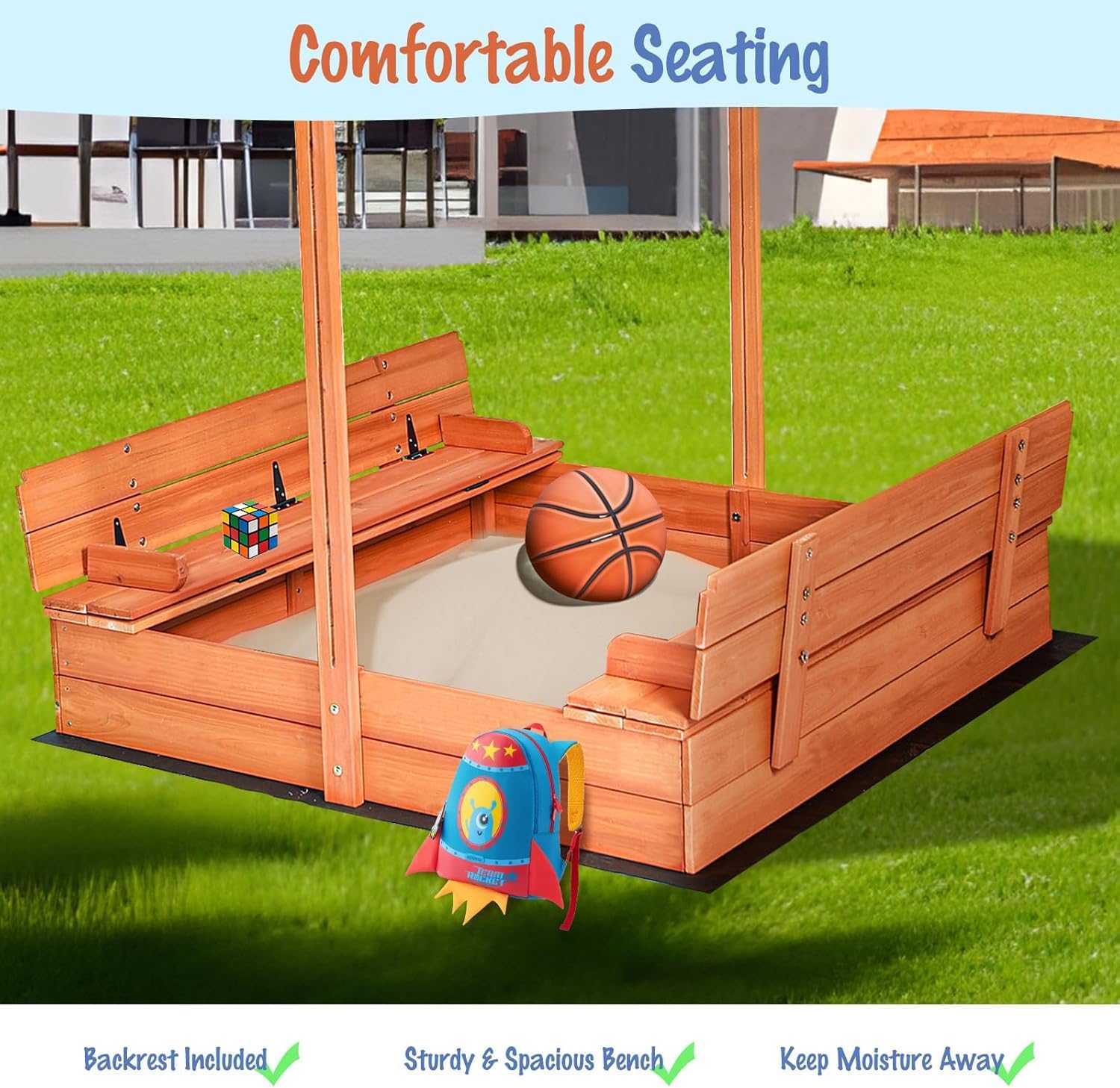 Kids Wooden Sandbox with Cover – Kids Outdoor Wooden Playset Bewertung und Preis