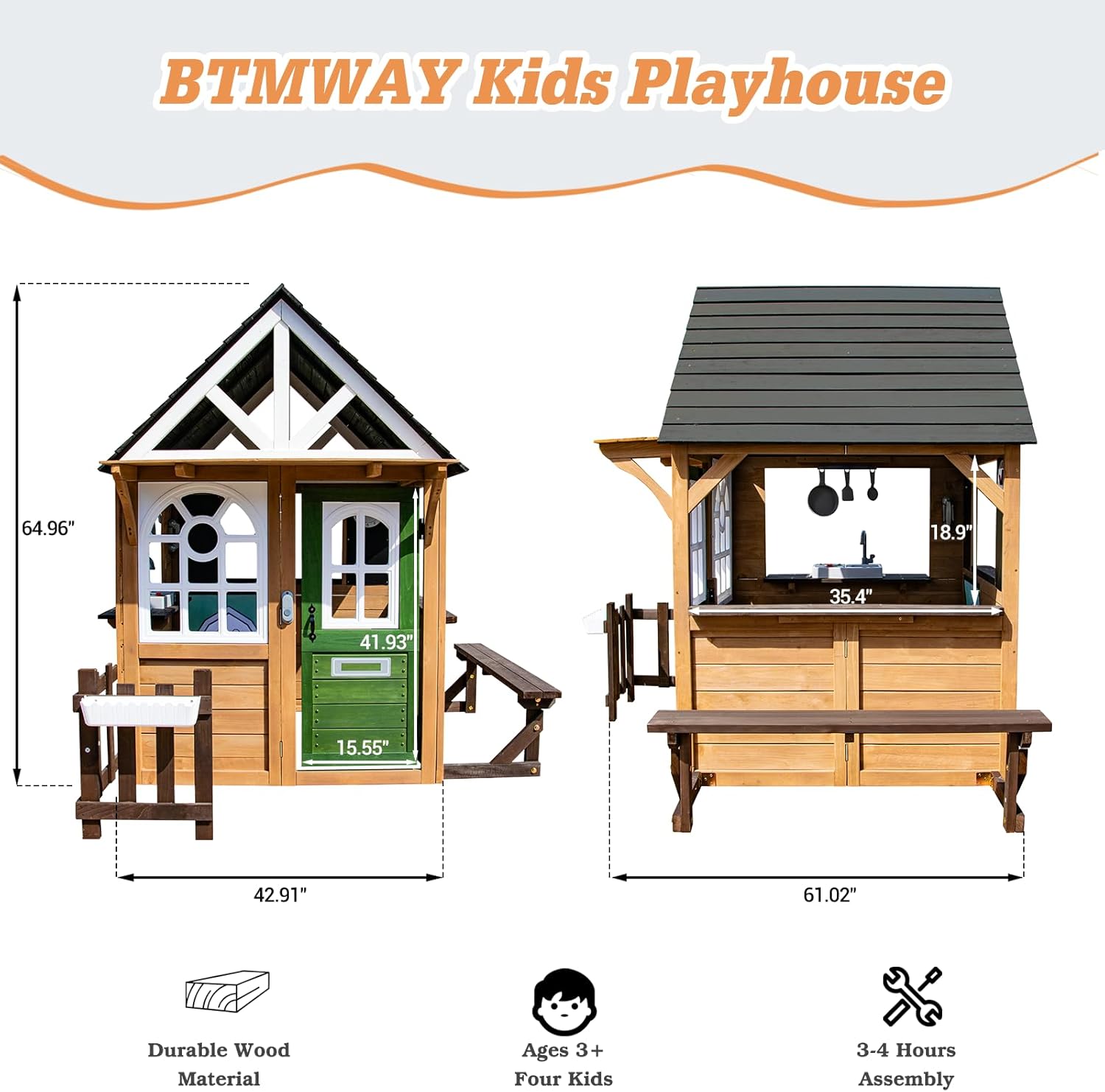 Kids Playhouse Outdoor Cedar G – Kids Outdoor House With Kitchen Bewertung und Preis
