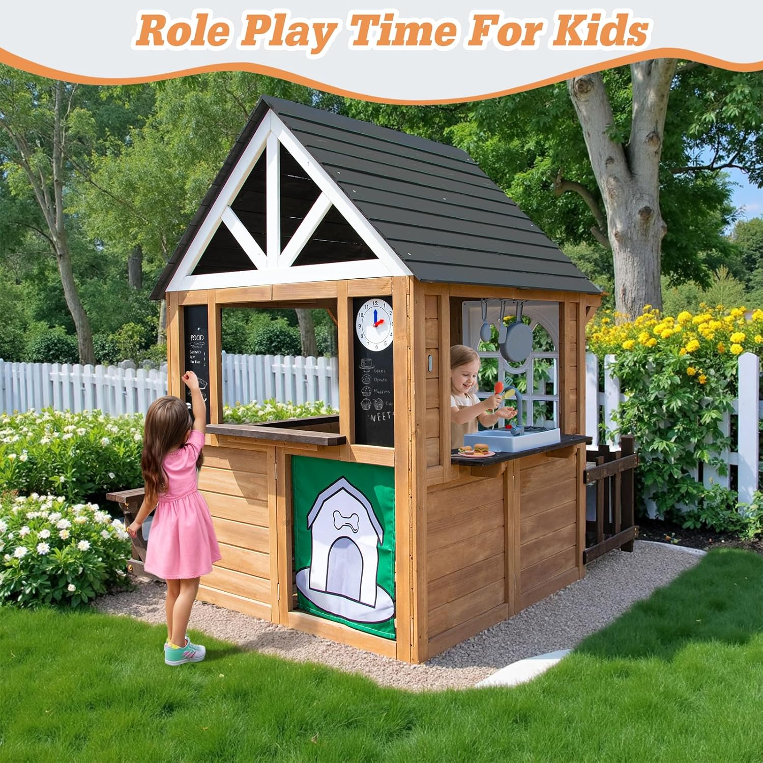 Kids Playhouse Outdoor Cedar G – Kids Outdoor House With Kitchen Bewertung und Preis